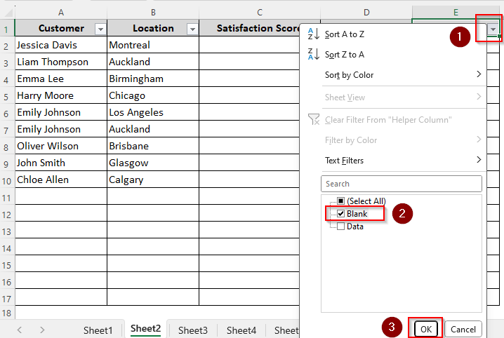 Applying the IF and COUNTA Functions to Clear Blank Rows