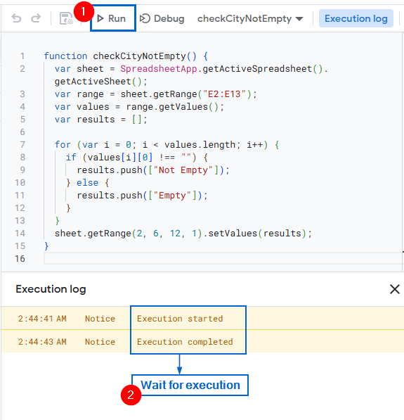 Running Custom Apps Script To Automate Not Empty Cell Detection