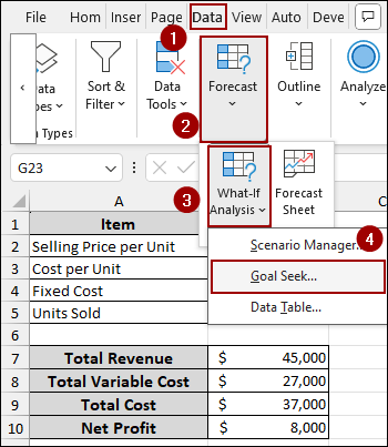 Applying Goal Seek for Sensitivity Analysis