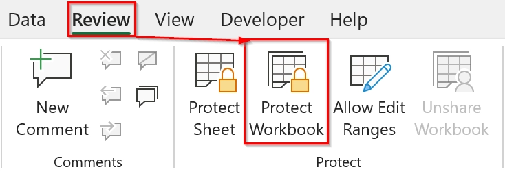 Using Protect Workbook Feature to Password Protect Excel Workbook From Opening