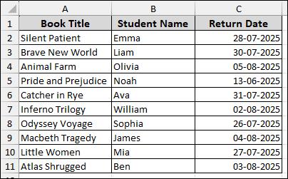 Using TODAY Function to Display TRUE/FALSE Based on Return Date