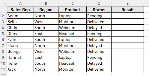 Example 1: Check If Region Is North or South Using IF OR Statement