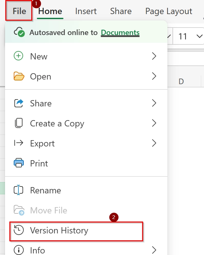 Using Version History Feature to Restore Previous Version of Excel File