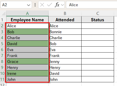 Highlight Differences Using Conditional Formatting