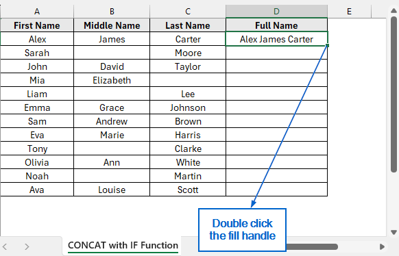 Combine Columns Using CONCAT and IF Functions