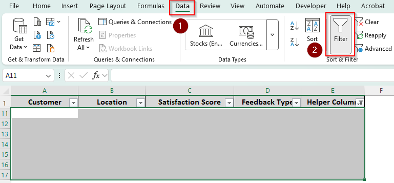 Applying the IF and COUNTA Functions to Clear Blank Rows