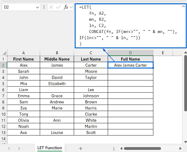 Use LET Function for Efficient Merging