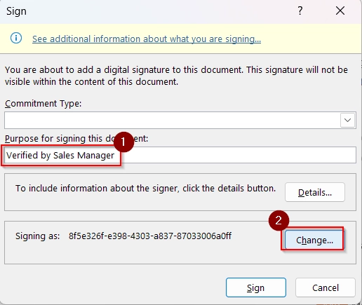 Insert Invisible Digital Signatures in Excel