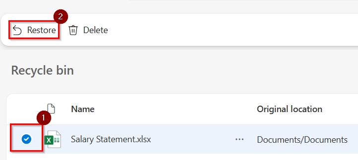 Recover Unsaved Excel File from OneDrive Recycle Bin