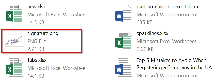 Insert Handwritten Digital Signatures in Excel