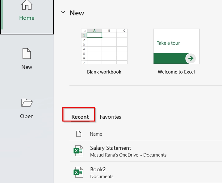 Recover Unsaved Excel File from Document Recovery