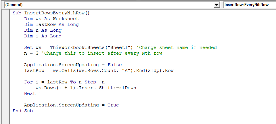 Insert Rows at Every Nth Row