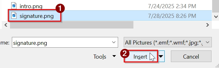 Insert Handwritten Digital Signatures in Excel