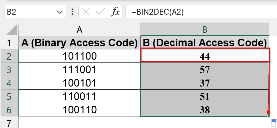 Using BIN2DEC Function to Convert Binary to Decimal in Excel