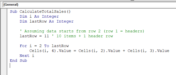 Examples of For…Next Loop In Excel VBA