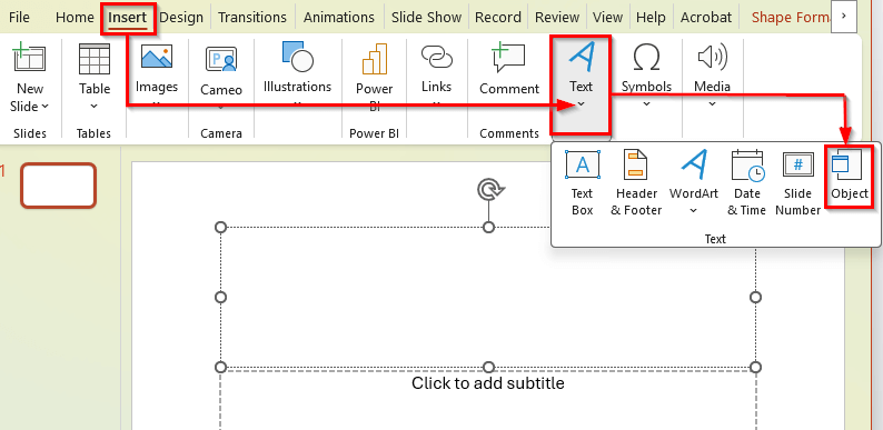 Embed Excel File as an Object in PowerPoint