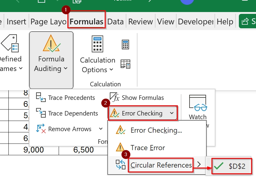 Steps to Remove or DIsable Circular Reference in Excel