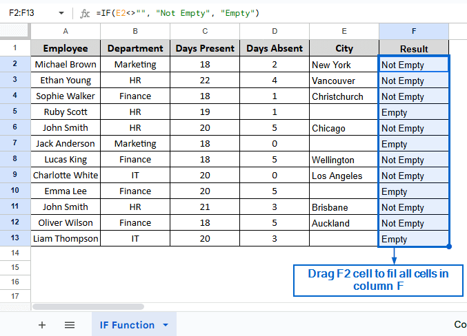 Check If a Cell is Not Empty Using IF Function