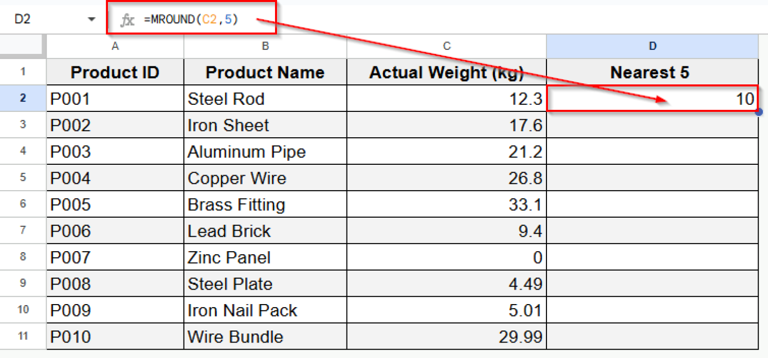 How to Round to Nearest 5 in Google Sheets (6 Easy Ways) - Excel Insider
