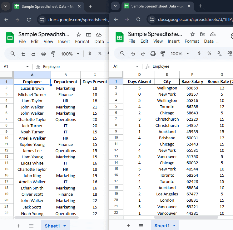 Split Screen Using Multiple Browser Windows