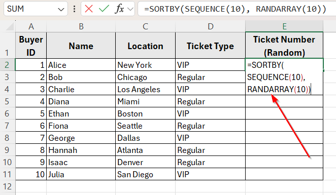 Using SORTBY, SEQUENCE, and RANDARRAY to Generate Unique Random Numbers