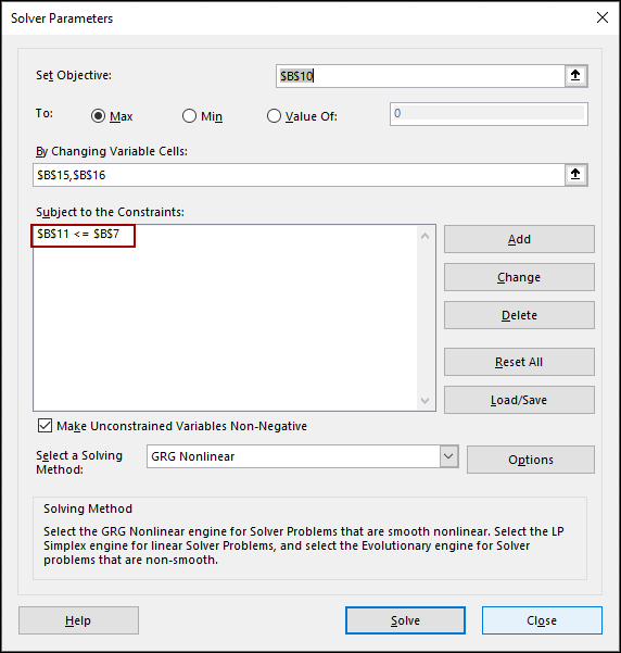 Using Solver for Sensitivity Analysis