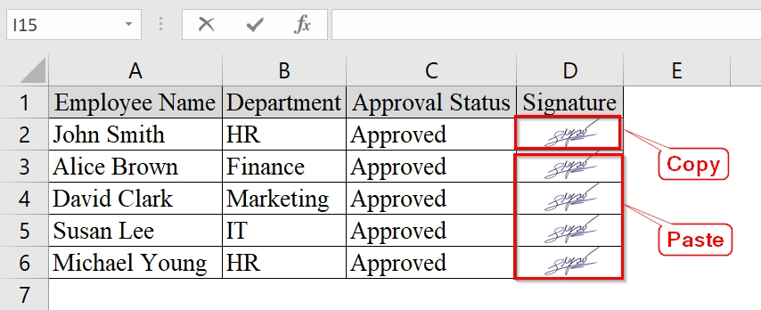 Insert Handwritten Digital Signatures in Excel