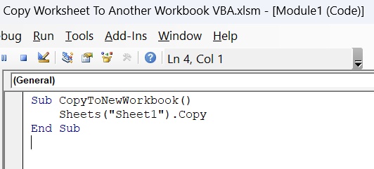 Copy Worksheet to a New Workbook