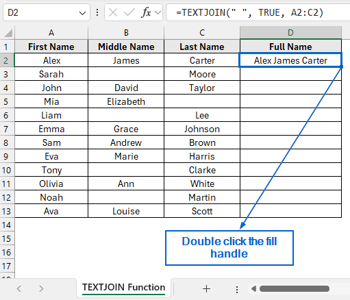Combine Columns Easily Using the TEXTJOIN Function