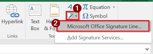 Sign with a Signature Line and a Visible Signature as Digital Signature in Excel