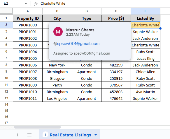 Tag Someone In Google Sheets Using Comment Box