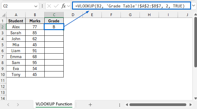 Use VLOOKUP to Return Values Within a Range