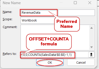 OFFSET + COUNTA Method for Auto-Updating Range