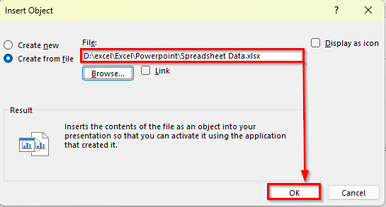 Embed Excel File as an Object in PowerPoint