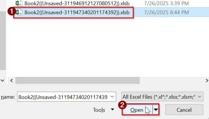 Using Excel Options to Recover Unsaved Excel File