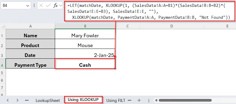 Using XLOOKUP Function to Vlookup with Multiple Criteria in Different Sheets.