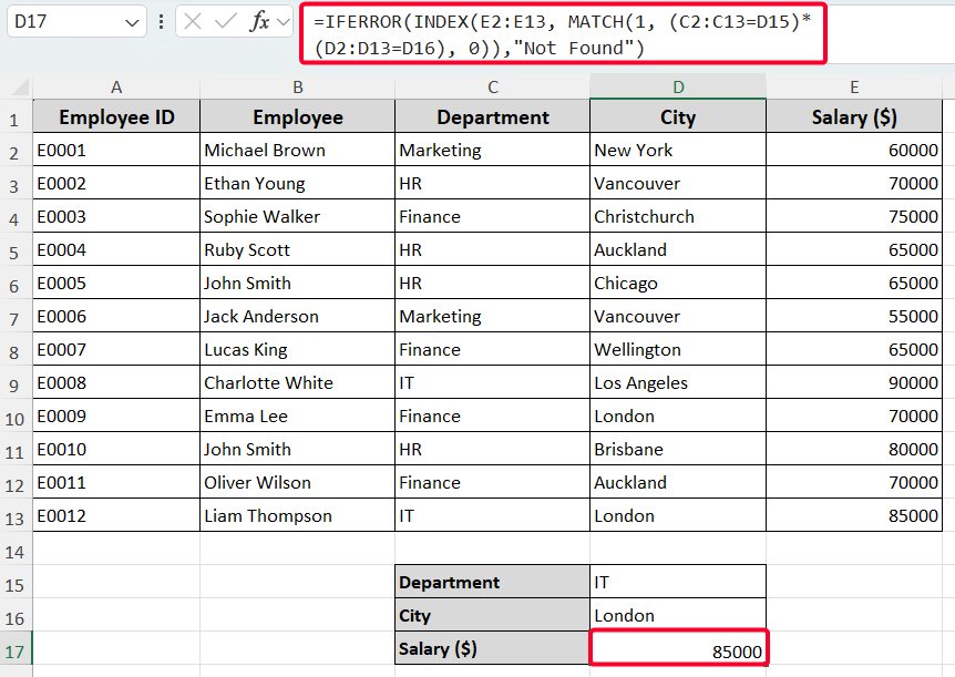 Use INDEX-MATCH Formula for Dynamic Lookup