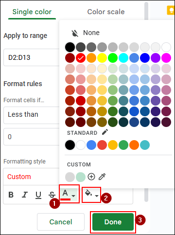 Applying Conditional Formatting