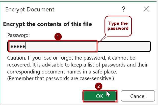 Enabling Encrypt with Password to Protect Excel Workbook from Opening