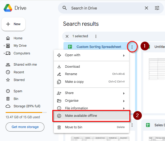 Enable Offline Access in Google Sheets