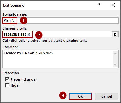 Steps to Use Scenario Manager in Excel