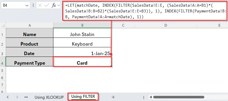 Using FILTER Function to Vlookup with Multiple Criteria in Different Sheets
