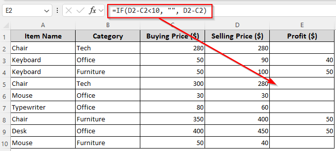 Using the IF Function to Set a Cell to Blank in a Formula