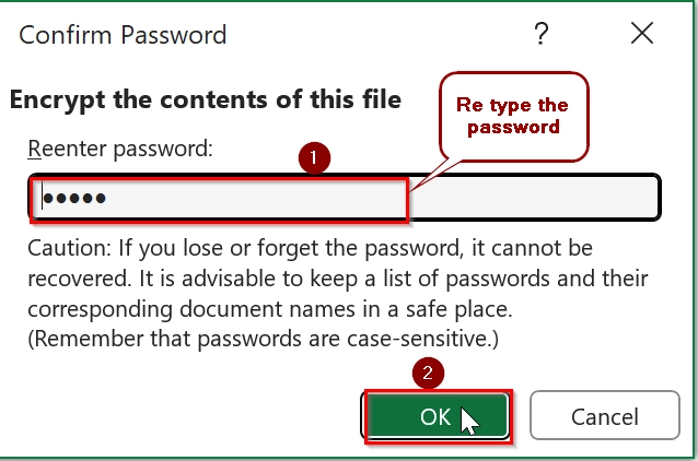 Enabling Encrypt with Password to Protect Excel Workbook from Opening