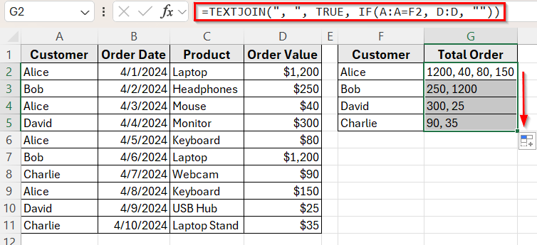 Use the FILTER Function to Return All Matching Values