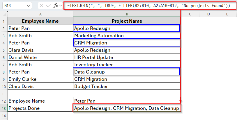 Using TEXTJOIN + FILTER Functions to Vlookup Multiple Values in One Cell