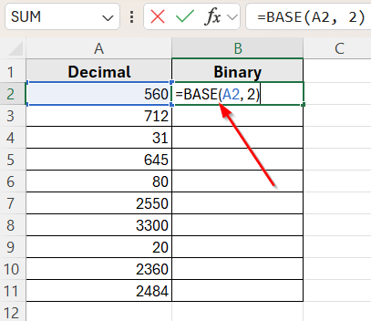 Using BASE Function for Large Numbers