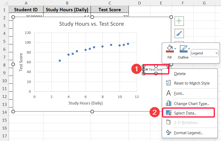 Create a Scatter Plot with Two Adjacent Variables
