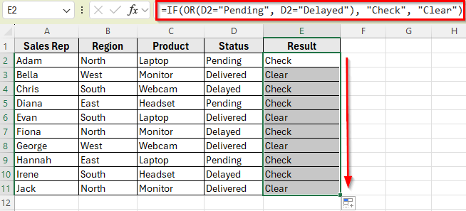 Example 2: Flag Orders with Pending or Delayed Status