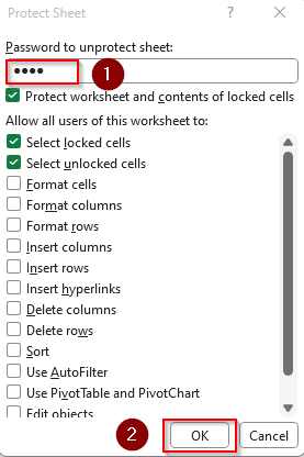 Lock Cells Using the Format Cells and Protect Sheet Features